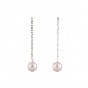  Diamond and Pearl Drop Earrings